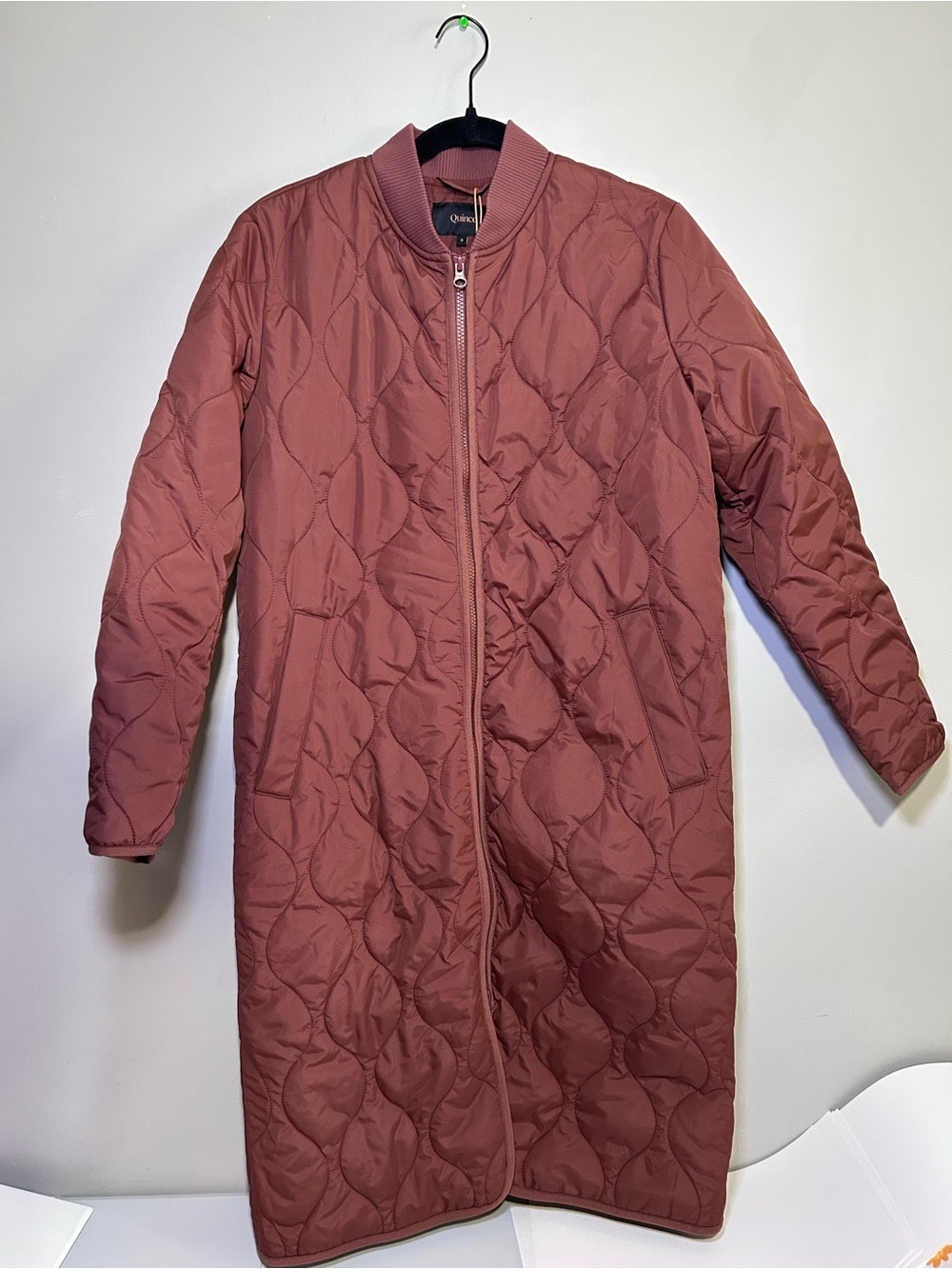 Quince Featherless Quilted Puffer Long Coat Redwood Brown S NWT